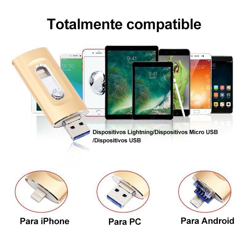 🎁ÚLTIMO DÍA 49% OFF⚡Unidad Flash 3 en 1, Almacenamiento de Memoria USB 3.0 Portátil de Alta Velocidad 128GB
