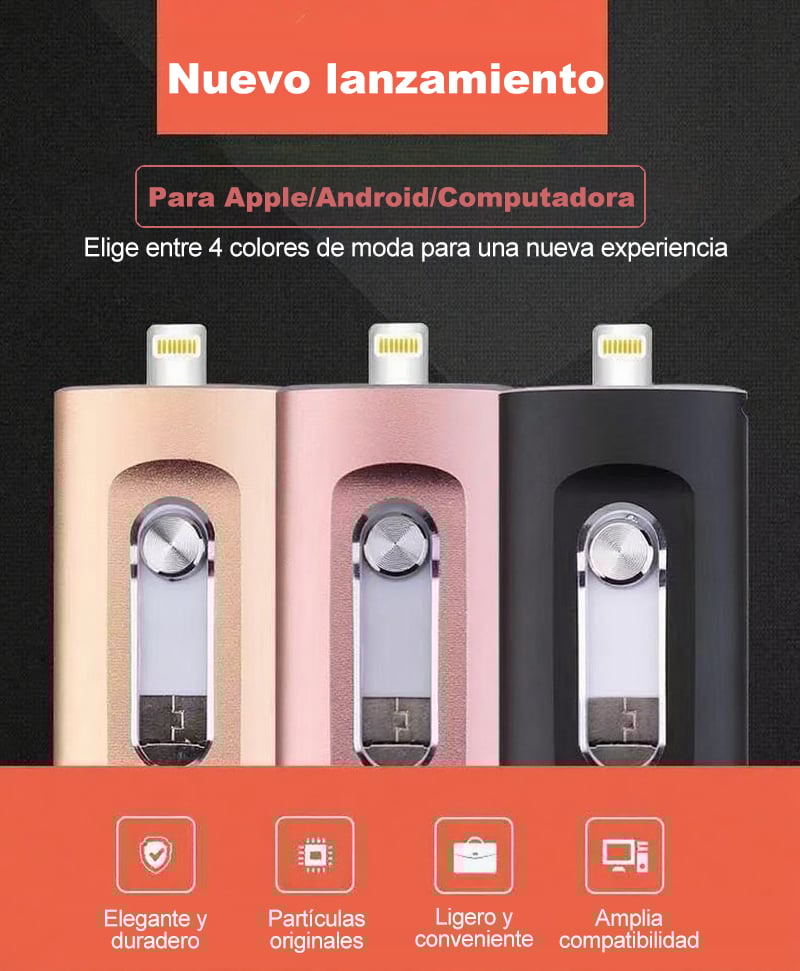 🎁ÚLTIMO DÍA 49% OFF⚡Unidad Flash 3 en 1, Almacenamiento de Memoria USB 3.0 Portátil de Alta Velocidad 128GB