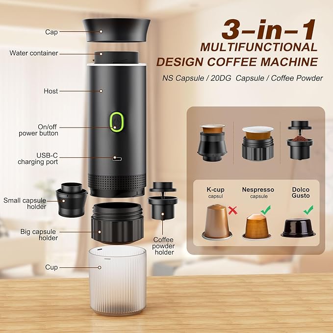 Cafetera eléctrica portátil 3 en 1
