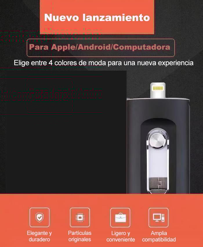 🎁ÚLTIMO DÍA 49% OFF⚡Unidad Flash 3 en 1, Almacenamiento de Memoria USB 3.0 Portátil de Alta Velocidad 128GB