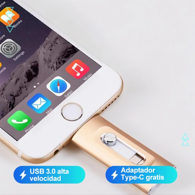 🎁ÚLTIMO DÍA 49% OFF⚡Unidad Flash 3 en 1, Almacenamiento de Memoria USB 3.0 Portátil de Alta Velocidad 128GB