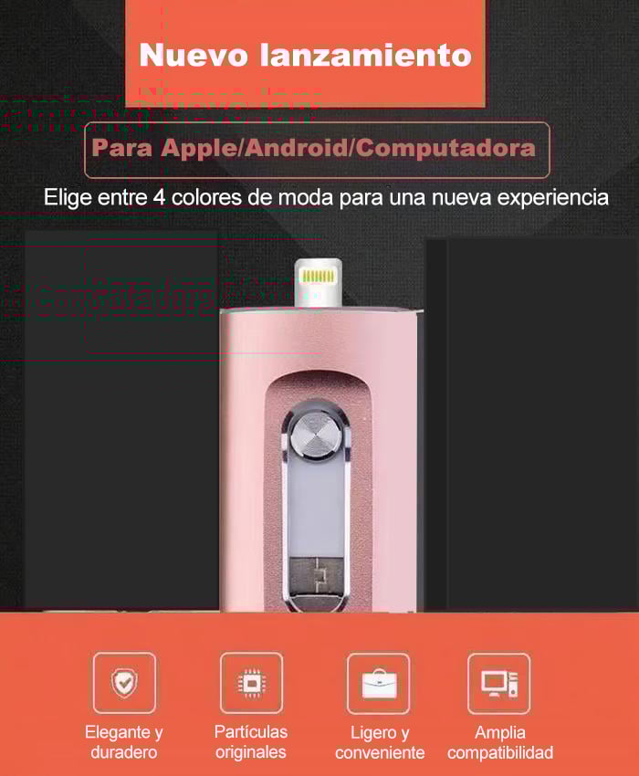 🎁ÚLTIMO DÍA 49% OFF⚡Unidad Flash 3 en 1, Almacenamiento de Memoria USB 3.0 Portátil de Alta Velocidad 128GB